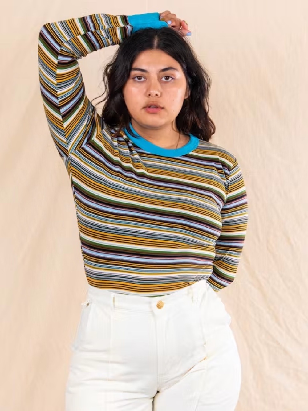 Big Bud Press Striped Long Sleeve Tee Shirt,100% Cotton Made in USA Unisex Small